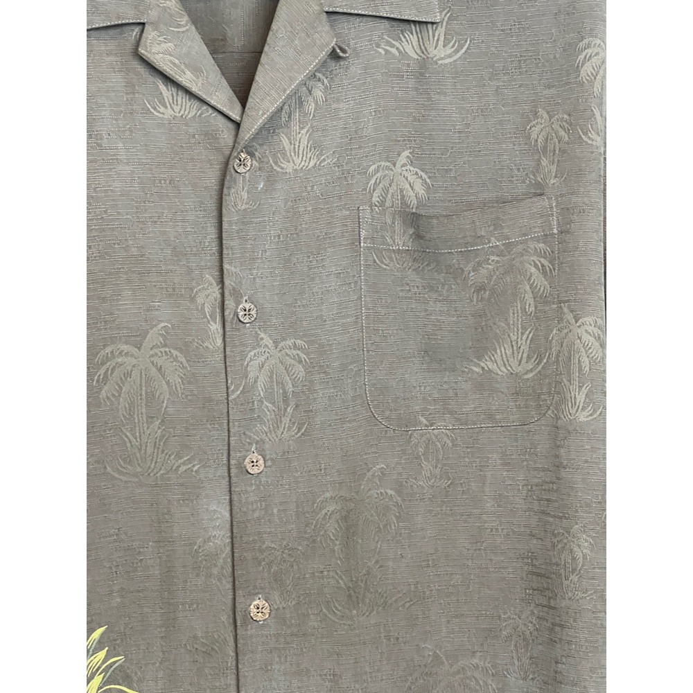 Vintage Tommy Bahama Button Up Mens L Brown Silk Pineapple Embroidered Shirt G01 - Picture 9 of 13